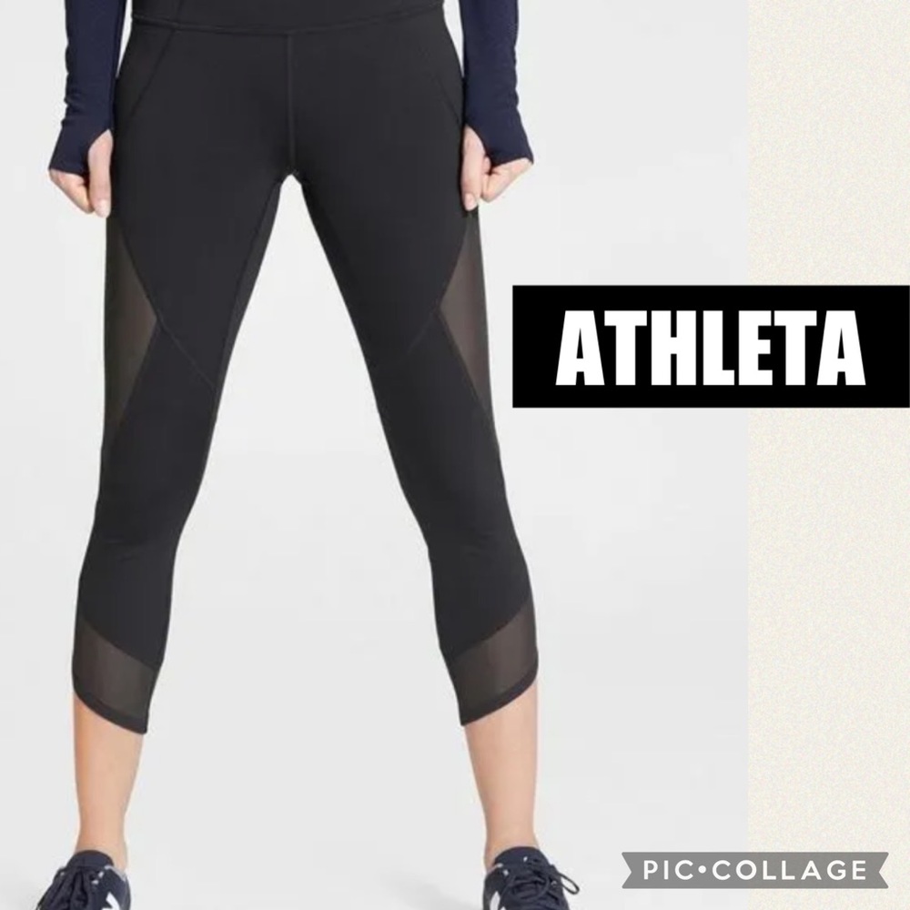 EUC ATHLETA Black Aura Sonar Capri Size Small